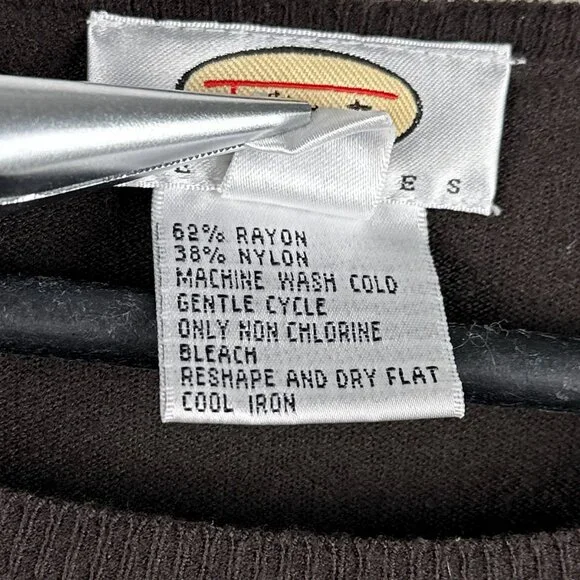 Talbots Brown Lightweight Scoop Neck Sweater Rayon Nylon Size Small Petite SP - Picture 6 of 10